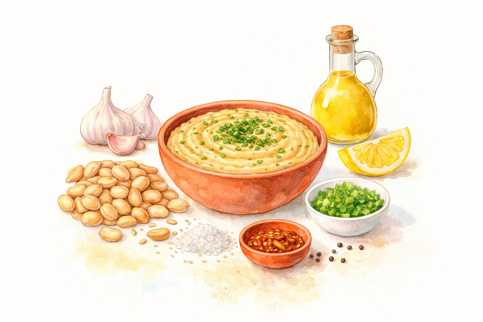 Traditional Maltese bigilla served with olive oil and parsley